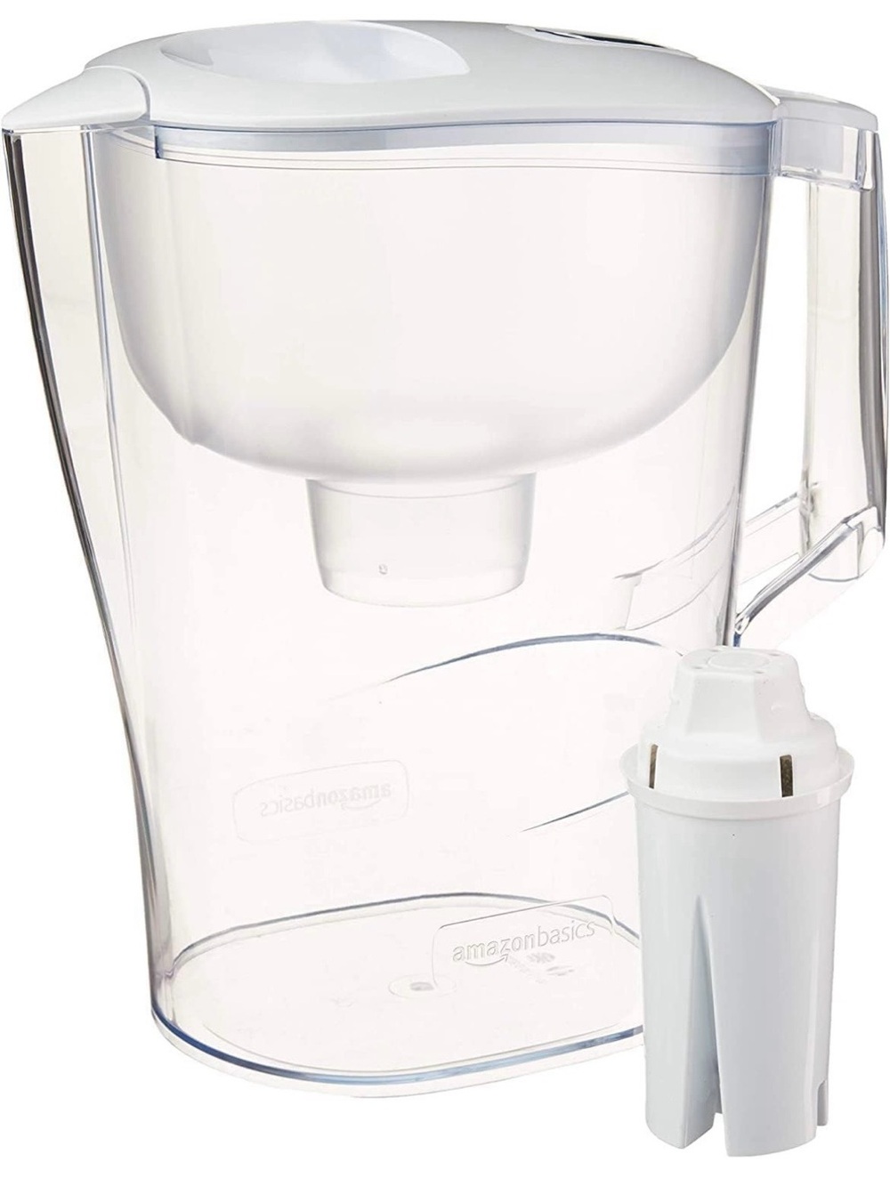 AmazonBasics 10-Cup Clear Water Filter Pitcher with White Lid and Filter